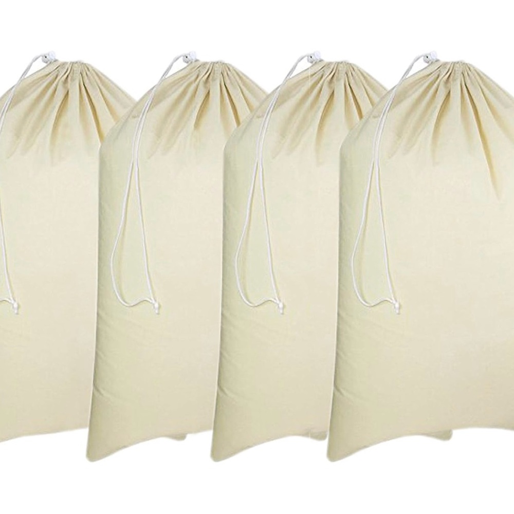 Christmas Bags - Large Santa Sacks - Set of 4 Cream Laundry Bags -Brand New!